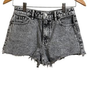 PacSun High Rise Festival‎ Denim Shorts Gray Acid Wash Frayed Hem Size 25